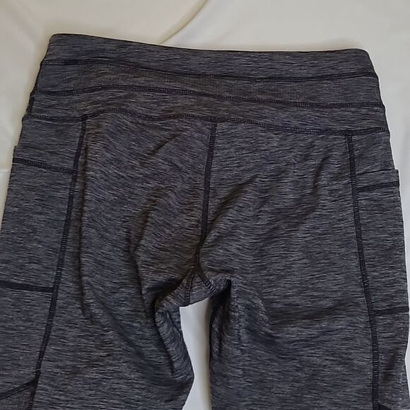L ATHLETA GRAY BLACK JOGGERS LEGGINGS EXCURSION w/ POCKETS LARGE - Picture 11 of 11